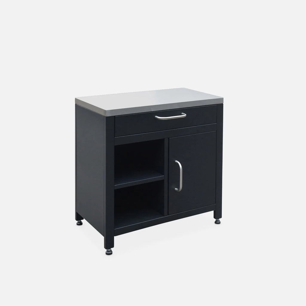 Cocina Exterior De Acero 1 Cajón Y 1 Puerta, 80cm, Negro