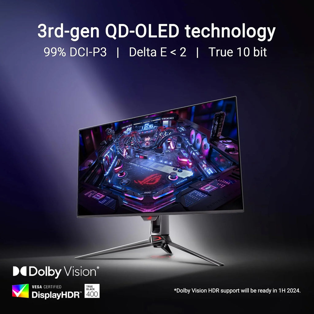 ASUS Moniteur Gaming ROG Swift OLED PG32UCDM ― 32 Pouces, Dalle QD-OLED 4K (3840 x 2160), 240 Hz, 0,03 ms (GTG), Compatible G-Sync®, dissipateur Thermique personnalisé, 99% DCI-P3, 90 W Type-C®