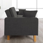 Don Descanso, Sofá Cama 3 plazas Reine, Tapizado en Tela, Sistema Apertura de Libro o Clic-clac, Medida sofá: 201x73x79 cm, Medida Cama: 201x99x42 cm, Incluye 2 Cojines, Gris Claro
