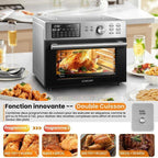 Mini four professionnel - Four a air, 30L/21 Programmes/30-230℃,  Lumière intégrée, Cavité et plateaux en acier inoxydable