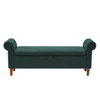 Storage Bench for Bedroom End of Bed Rolled Armed Velvet Ottoman Couch Long Bench