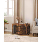 100cm Cage pour Chiens,Cage Chien de Taille Moyenne, Maisonnette pour Animaux,3 Portes, Porte arquée, 60 x 100 x 63 cm,Ivoire Clair