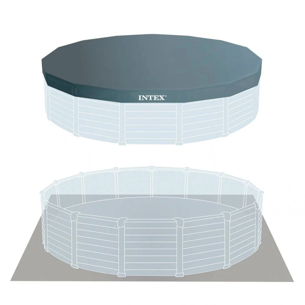 Piscina Desmontable Tubular Circular Pvc 478x124 Cm Gris Oscuro Intex Con Depuradora