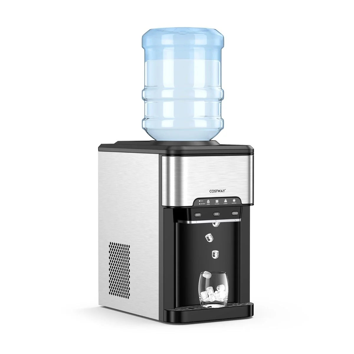 Machine à Glaçons 3 en 1 avec Distributeur d'Eau Froide/Chaude 20 kg en 24h Cube de Glace 6-13 min pour Maison Bureau Bar