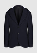 Veste à capuche bleu marine en laine et coton
