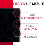 Brandt - BPI6464B - Plaque Induction - Table de Cuisson Encastrable - Noir - 4 Foyers - 7200W - Dimensions Encastrement : 56x49cm - Précision et Performances - Fabriqué en France