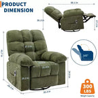 Massage Recliner Chair with Heat - 360 Swivel Rocker, Oversized Single Sofa w/ Vibration, USB & Storage Pockets for Living Room/Bedroom