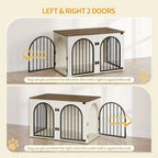 100cm Cage pour Chiens,Cage Chien de Taille Moyenne, Maisonnette pour Animaux,3 Portes, Porte arquée, 60 x 100 x 63 cm,Ivoire Clair