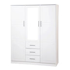 Palace Imports 100% Solid Wood Cosmo 3-Door Wardrobe Armoire with Solid Wood or Mirrored Doors