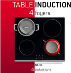 Brandt - BPI6464B - Plaque Induction - Table de Cuisson Encastrable - Noir - 4 Foyers - 7200W - Dimensions Encastrement : 56x49cm - Précision et Performances - Fabriqué en France