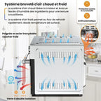 Mini four professionnel - Four a air, 30L/21 Programmes/30-230℃,  Lumière intégrée, Cavité et plateaux en acier inoxydable