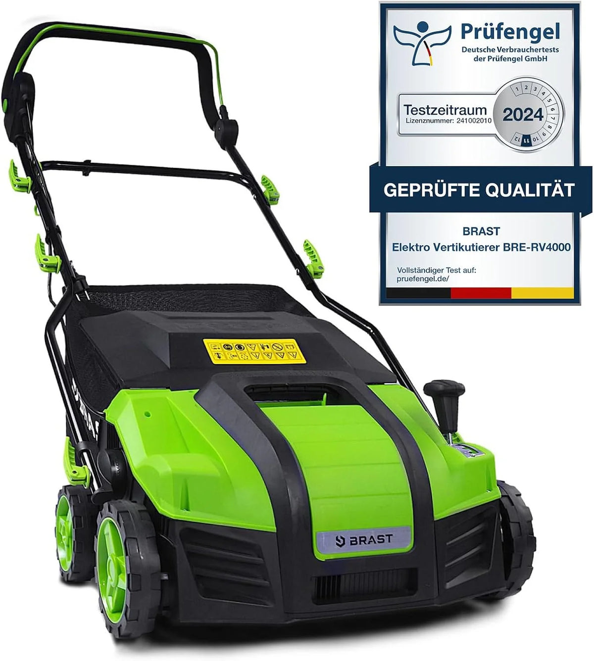 BRAST scarificateur électrique - 1800W largeur de travail 40cm, 2en1 rouleau scarificateur et aérateur, bac 55l - 3 MODÈLES diff. puissances - confortable à manier - scarificateur gazon électrique