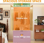 MSFE Armoire Chambre Penderie avec 2 Portes, Armoire Dressing Blanc avec Miroir, LED et 3 Tiroirs, Armoires de Rangement Bois pour Adulte Enfant, Garde-Robe Moderne 80 x 180 x 50 cm (L/H/P)