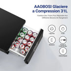 AAOBOSI 31L Tiroir Glaciere Electrique, Frigo Voiture avec APP, Réfrigérateur pour Camping-Car 12V/24V, -20℃ à 20℃ Glaciere a Compression pour Voiture, Camions, Caravanes, Bateaux, Camping et Voyages