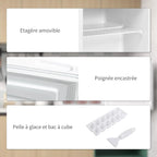 HOMCOM Mini congélateur Température Réglable de -14 à -24°C Compact 35L - étagère Amovible - Porte réversible Classe E - 47 x 44,2 x 48,8 cm - Blanc