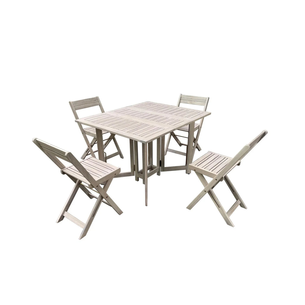 Conjunto de Balcón Mesa + 4 Sillas Madera de Acacia, Corfú