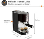 Krups Virtuoso+, Machine expresso manuelle, Café à pompe, Café moulu ou dosettes, 15 bars, Inox, Buse vapeur, Espresso et cappuccino, Noire, XP444G10