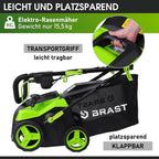 BRAST scarificateur électrique - 1800W largeur de travail 40cm, 2en1 rouleau scarificateur et aérateur, bac 55l - 3 MODÈLES diff. puissances - confortable à manier - scarificateur gazon électrique