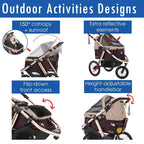 Coche Deportivo para Correr con Ruedas de Goma Confort / Entrada sin Cremallera / Plegado Rápido con Una Mano / Estructura de Aluminio para Perros, Gatos y Mascotas Pequeñas o Medianas (Camuflaje Verde)