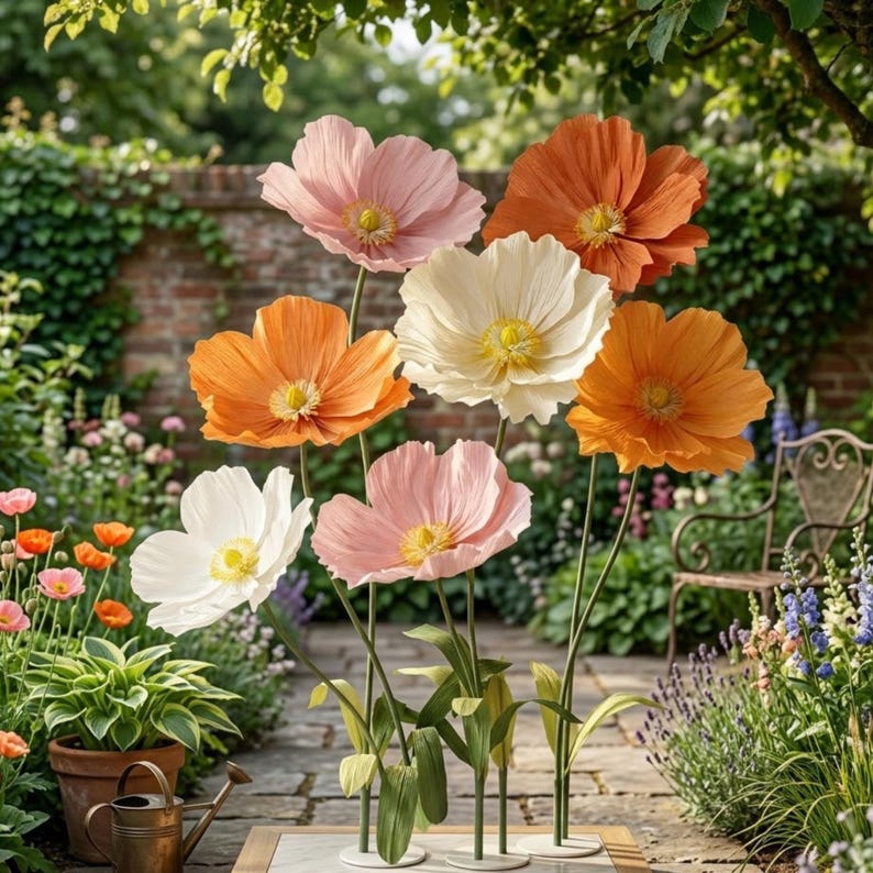 Flor gigante de papel crepé de 60 cm, accesorio de decoración floral