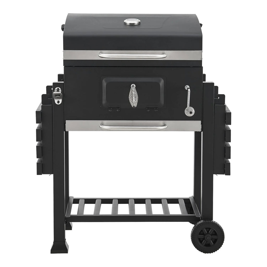 Barbacoa De Carbón Arnad Con 2 Estantes Acero 105x135x48cm - Negro [casa.pro]