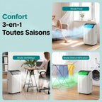 SereneLife Climatiseur Portable 14 000 BTU – Clim Mobile 3 en 1 Silencieuse avec WiFi, Déshumidificateur, Ventilation, Télécommande et Kit Fenêtre, Contrôle APP, Minuterie 24 h