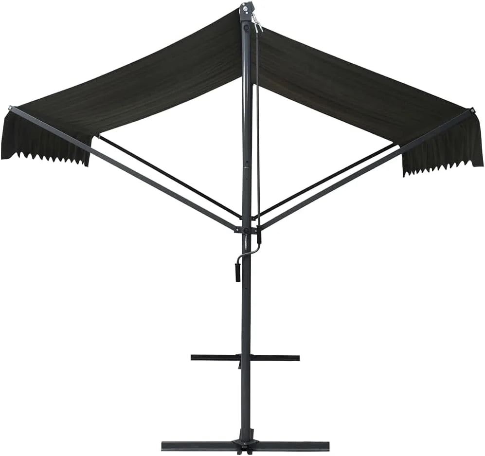 Festnight Store Double Pente 5 x 3 m Store banne Double Pente Store terrasse rétractable Inclinaison réglable pour Balcons Terrasse et Jardin-Anthracite-5 x 3 m