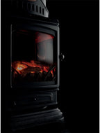 Universal poêle à gaz Provence 3,4 kW rouge, effet poêle à bois en fonte véritable, chauffage d’appoint avec tuyau gaz et détendeur