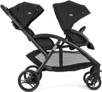 Joie - Evalite Duo - Poussette Double Légère - Siège Arrière Inclinable À Plat - Compatible Sièges Auto Et Nacelles - Suspension 4 Roues - Harnais 5 Points SoftTouch - Dès la naissance