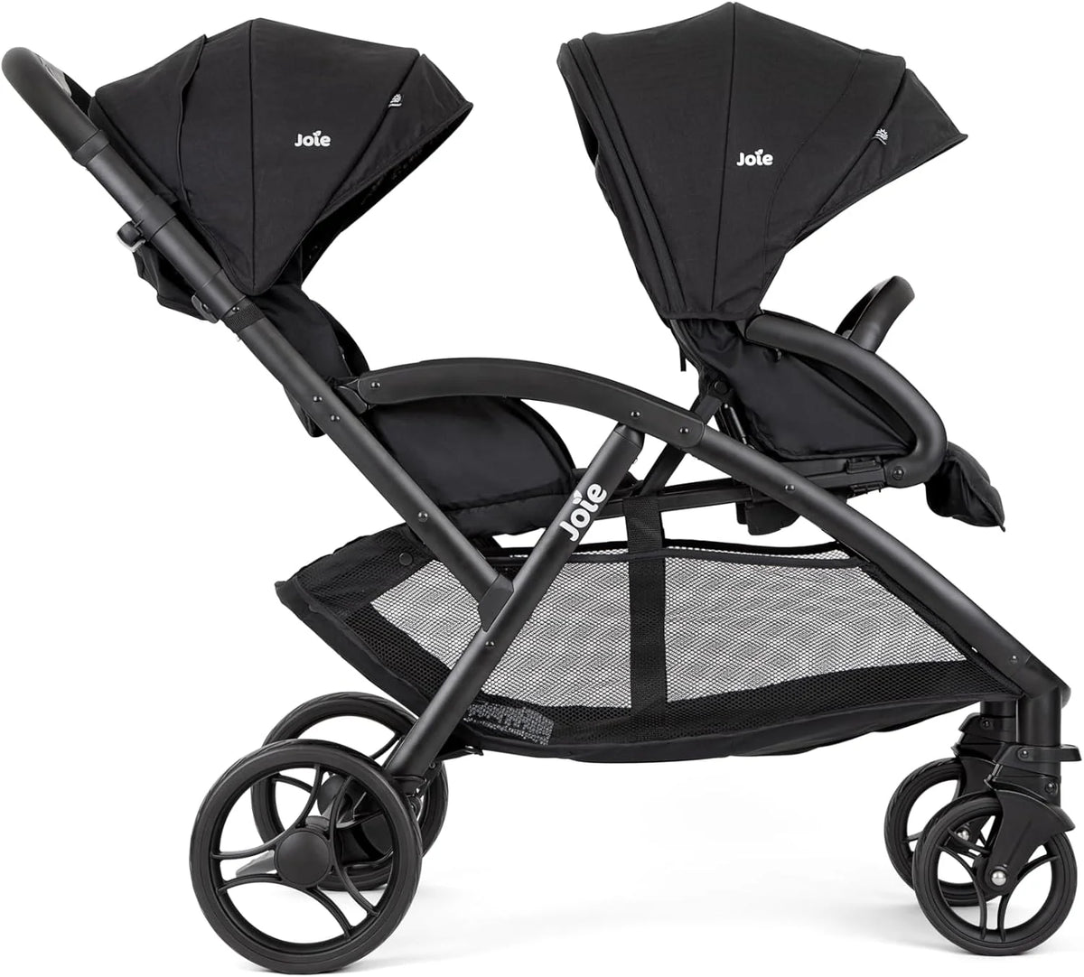 Joie - Evalite Duo - Poussette Double Légère - Siège Arrière Inclinable À Plat - Compatible Sièges Auto Et Nacelles - Suspension 4 Roues - Harnais 5 Points SoftTouch - Dès la naissance
