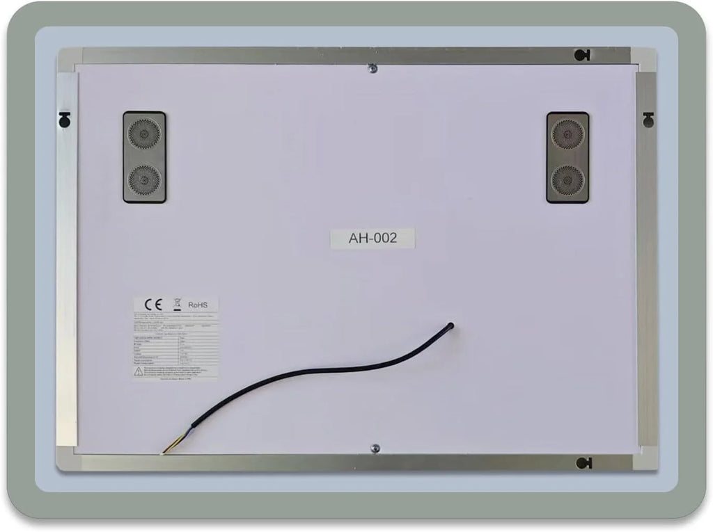 AICA Miroir Salle de Bain rectangulaire 120 x 70cm, Bluetooth + 3 Couleurs + dimmable + grossissant + Horloge + Anti-buée + mémoire, Miroir Lumineux