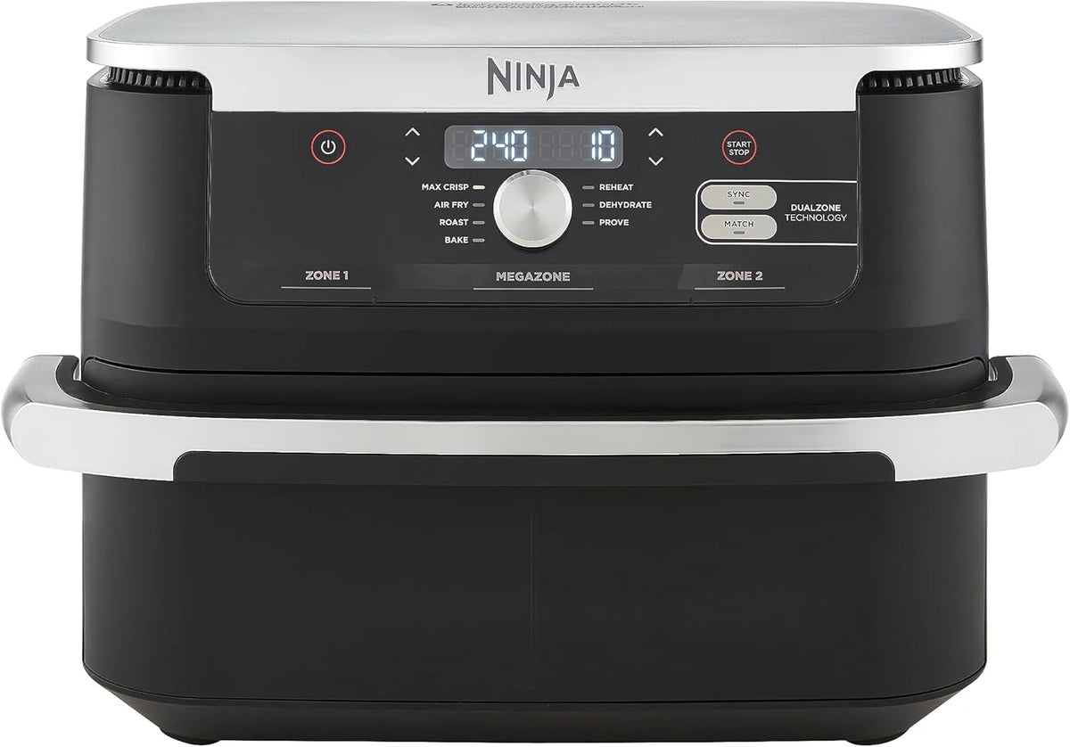 NINJA Foodi FlexDrawer Air Fryer 2 Compartiments Avec Séparateur Amovible, Grande Capacité 10.4L, Air Fryer 7-en-1, Max 240°C, Pièces Antiadhésives Amovibles Lavables Au Lave-Vaisselle, Noir
