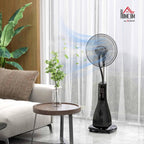 HOMCOM Ventilateur brumisateur sur roulettes ventilateur sur pied 90 W télécommande affichage LED télécommande minuterie 3 modes 3 vitesses oscillant, inclinable réservoir 3L - noir