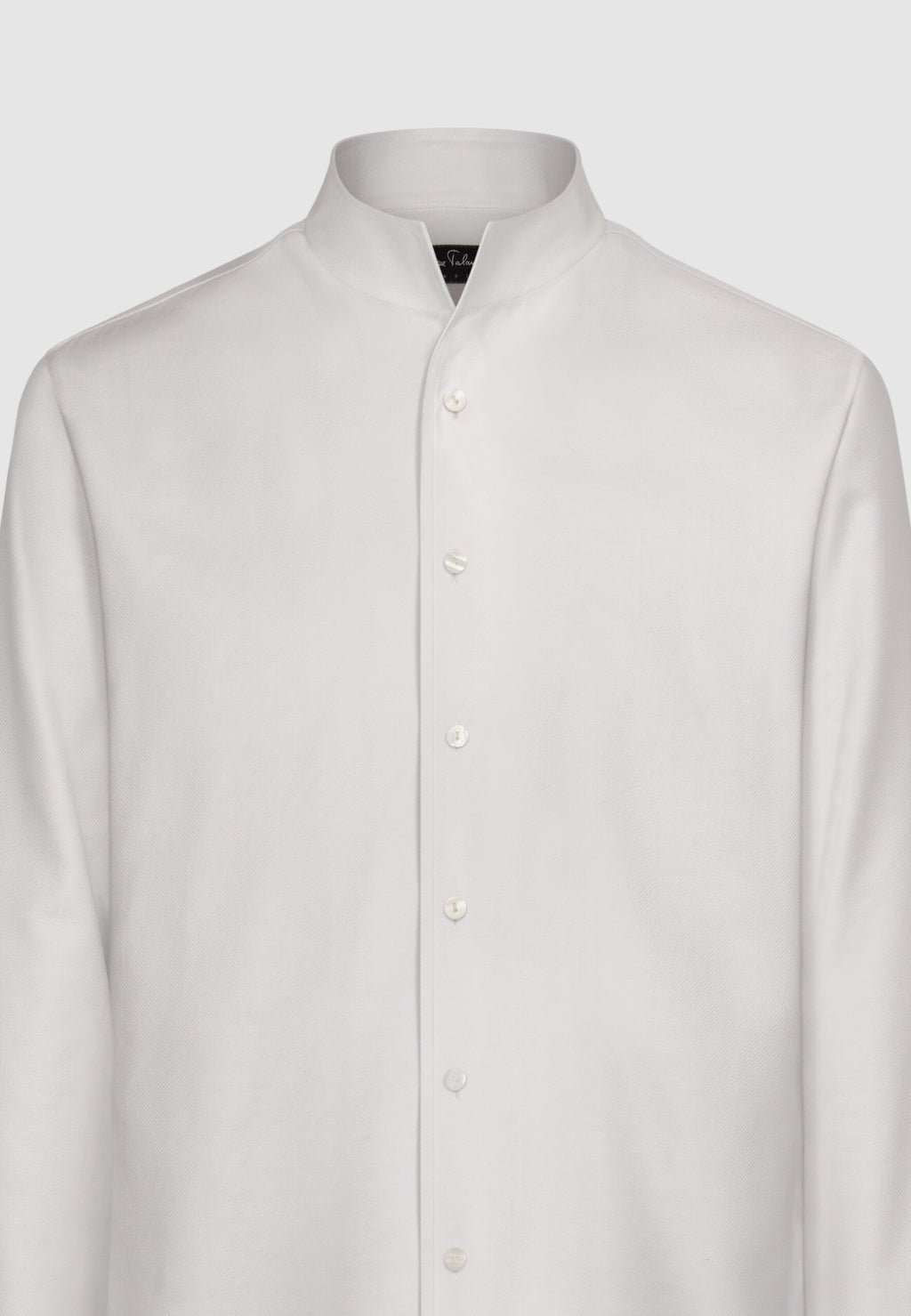 Chemise texturée à col tulipe en coton blanc