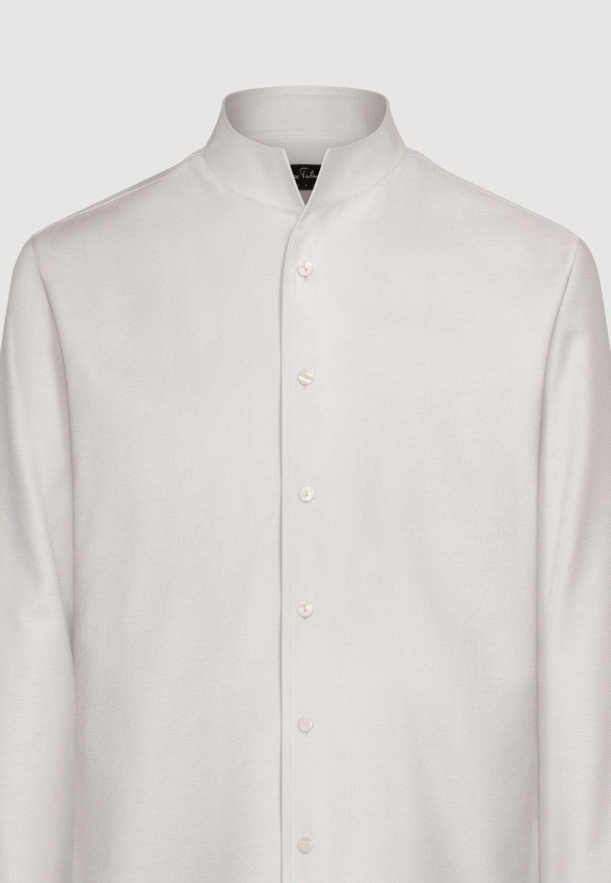 Chemise texturée à col tulipe en coton blanc