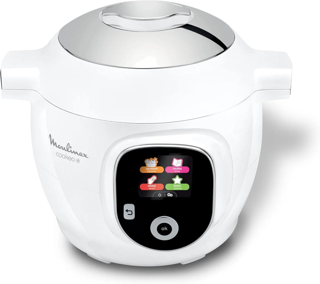 Moulinex, Cookeo Multicuiseur intelligent 6L, 80 recettes intégrées, Cuisson sans surveillance, Ecran intuitif, Guide de cuisson, Application MyMoulinex, 1600W, Blanc, 15 ans réparabilité CE854110