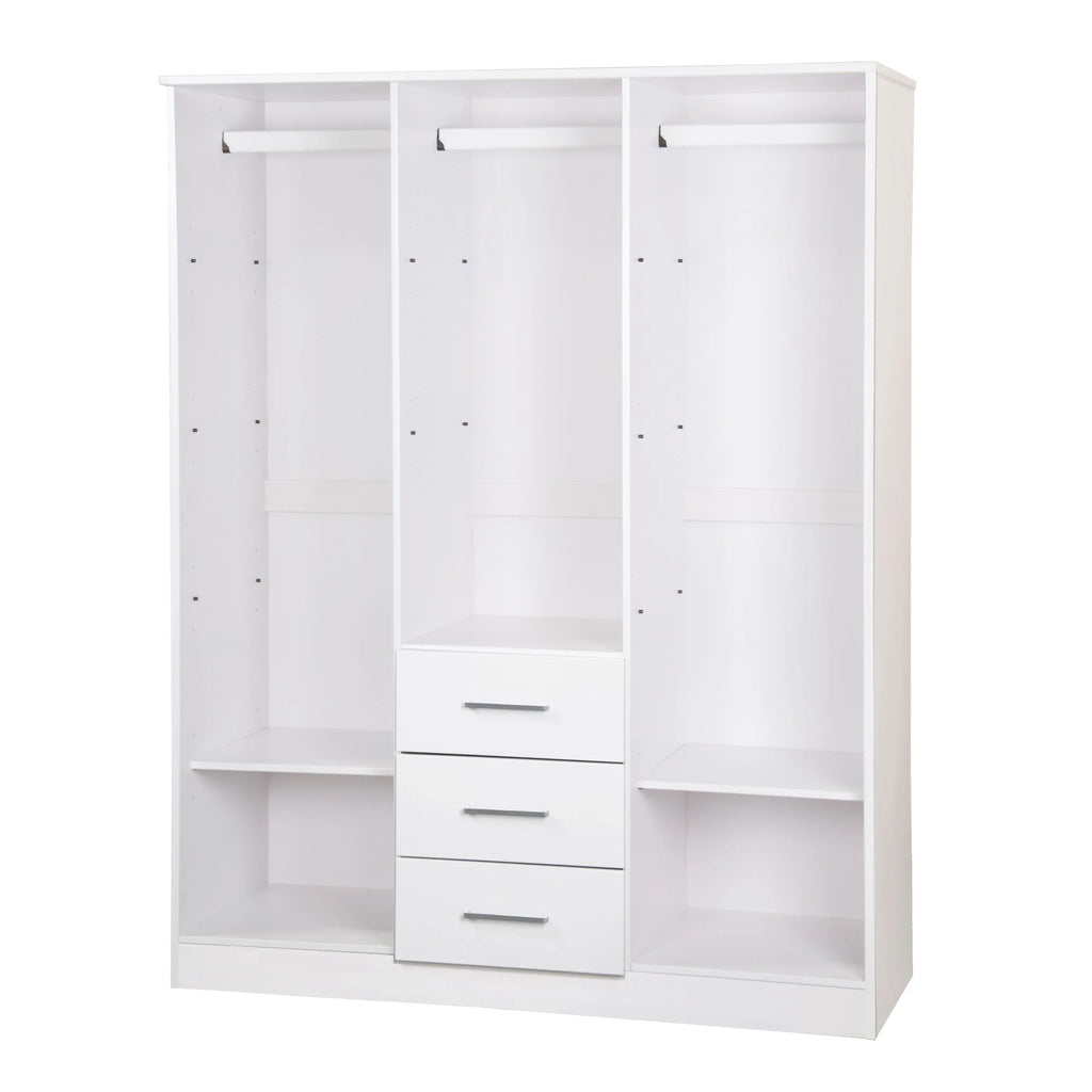 Palace Imports 100% Solid Wood Cosmo 3-Door Wardrobe Armoire with Solid Wood or Mirrored Doors