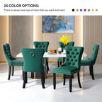 Upholstered Tufted Velvet Dining Chair with Solid Wood Legs Set of 6