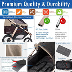 Coche Deportivo para Correr con Ruedas de Goma Confort / Entrada sin Cremallera / Plegado Rápido con Una Mano / Estructura de Aluminio para Perros, Gatos y Mascotas Pequeñas o Medianas (Camuflaje Verde)