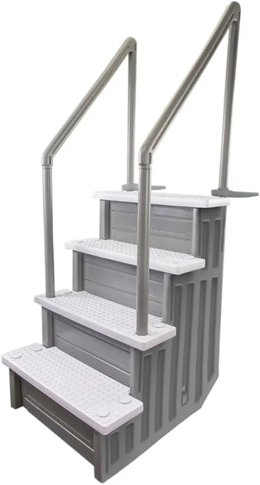 Escalones antideslizantes Aqua Select para piscinas elevadas | Azul | Para piscinas sobre tierra | Se pueden montar en terrazas de 48" a 54" de altura | Escalera de seguridad con capacidad hasta 250 lbs