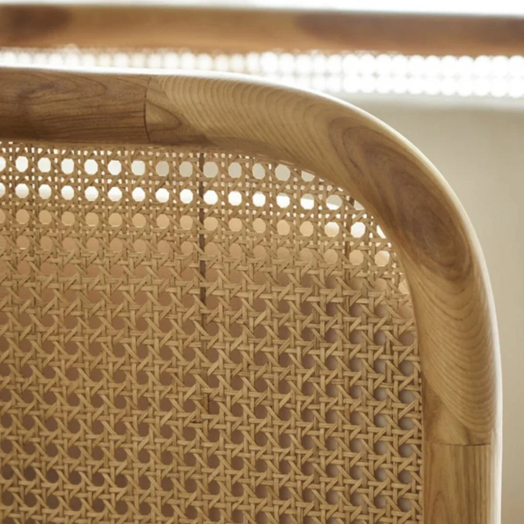 Ehan Solid Ash Wood & Rattan 1 Seater Sofa