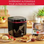 Moulinex Pain Plaisir Machine à pain, 1 Kg, 720W, 17 programmes, Programme sans gluten, Pain maison, Pizza, Départ différé 15 heures, 3 niveaux de dorage, OW220830 Noir