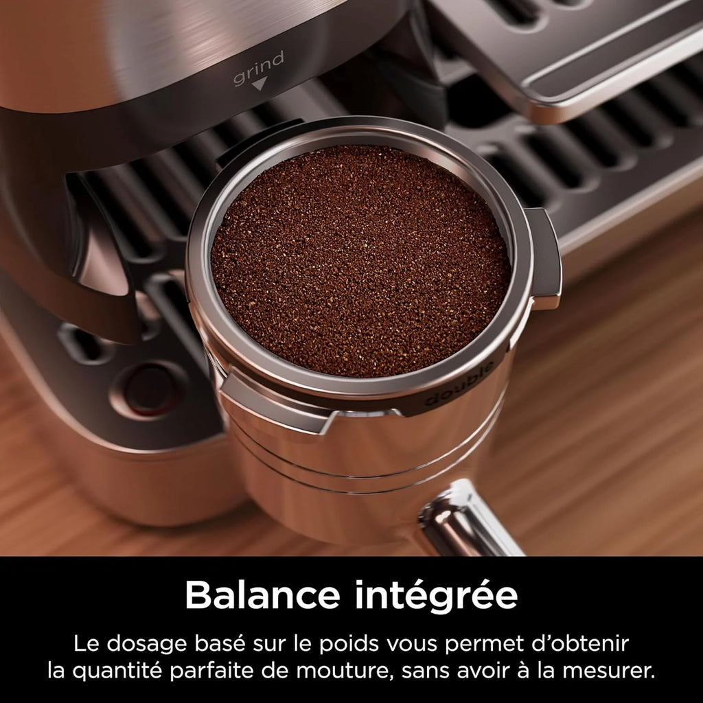 NINJA Machine à café Luxe Essential 2-en-1, Latte, Cappuccino et Espresso avec broyeur à grains et mousseur à lait intégrés, facile à utiliser, 2 préréglages mousse, argent, ES501EU