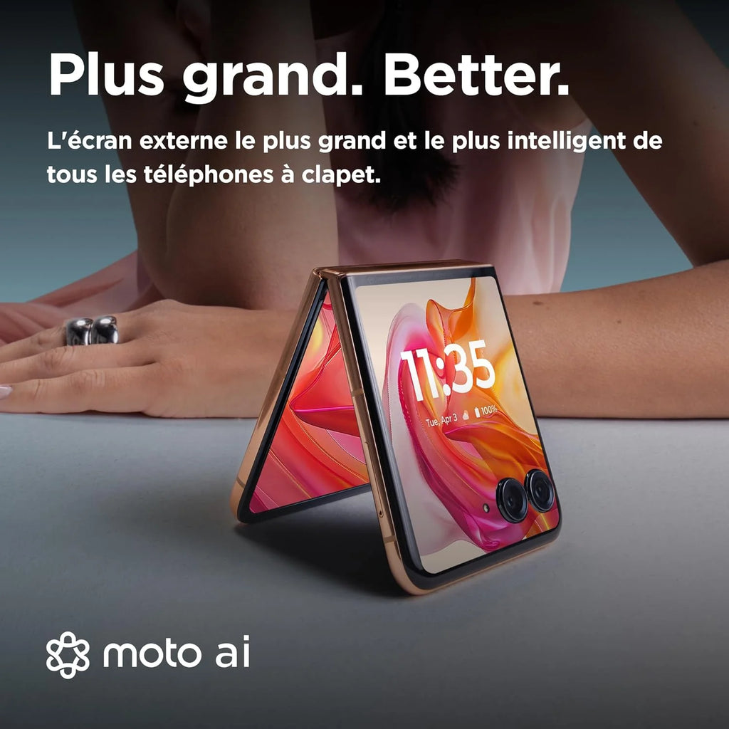 Motorola Razr 50 Ultra, 12+512 Go, écran 4", Double capteur 50MP avec IA, Résistant à l’Eau, Peach Fuzz