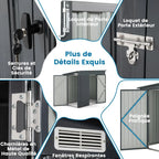 COSTWAY Abri de Jardin en Métal 2,6㎡, Cabane Jardin Exterieur en Acier Galvanisé 5,7 m³ avec Loquet, Porte avec serrure et clé, Toit en Pente, 4 Gants, 2 Trous d’Aérations, Abri Exterieur (Gris foncé)