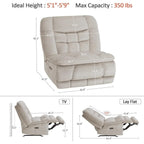 MCombo Oversized Dual Motor Armless Power Rocker Recliner Chair, Zeroarms Recliner Perfect for Living Room Fabric PR607