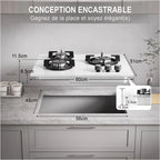 Plaque gaz ISEASY 3 feux encastrable 60x52 cm