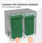 Billg Cache Poubelle Extérieur Double, Abri pour 2 Poubelles de 120-240 L, Antirouille Habillage de Poubelle avec Toit Végétal et 2 Portes avec Poignées Verrouillable, Acier Galvanisé, Anthracite