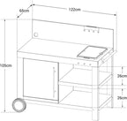 Cook'in Garden - Desserte Nova 110 Premium, Grand Chariot de Jardin avec Plan de Travail, Meuble sur roulettes Facile à Déplacer, Support Idéal pour Plancha ou Barbecue, Noir/Gris