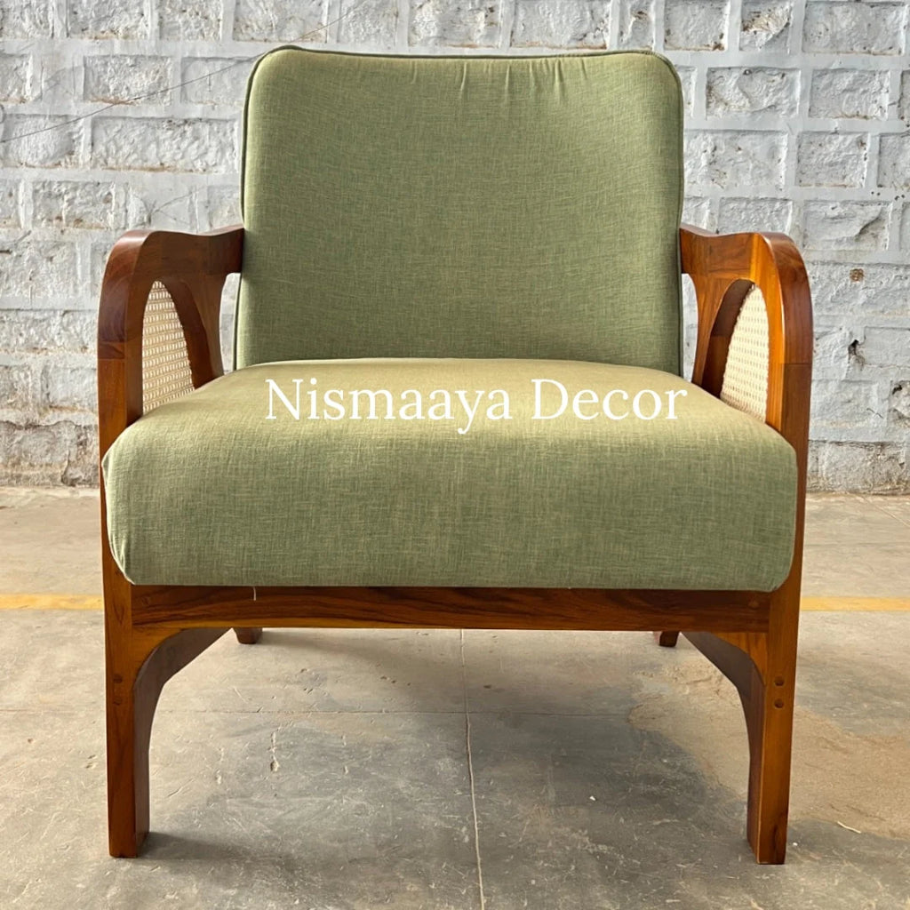 Marvin Solid Teak Wood & Rattan 3+1+1 Seater Sofa
